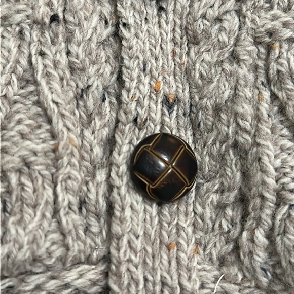 Aran Crafts Boys Shawl Collar Cardigan Sz 4-5 Pockets Fisherman Sweater Wool - Picture 4 of 9